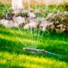 Watering the lawn after feeding