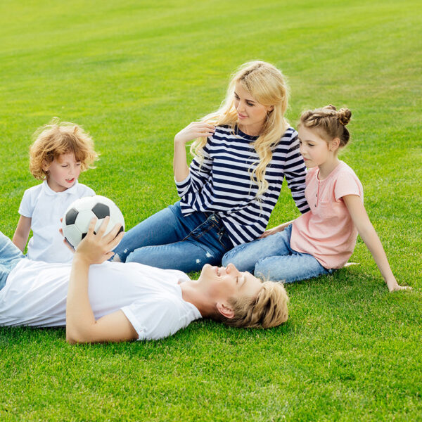 Family on the lawn